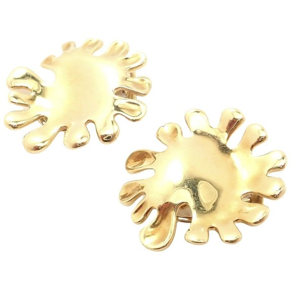 Authentic! Tiffany & Co Cummings 18k Yellow Gold Nickelodeon Abstract Earrings - Picture 8 of 9